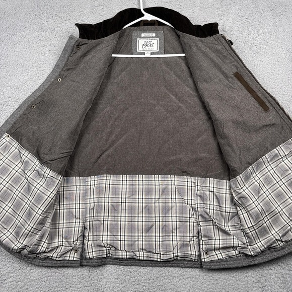 Jos. A. Bank 1905 Vest Mens XL Gray Wool Herringbone Quilted Tweed Field Pockets - Picture 6 of 12